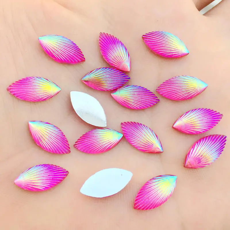 7*15mm Shell Horse Eye Shape AB Rhinestone Clothing Accessories Phone Flat Back Party Decoration.80pcs -A34