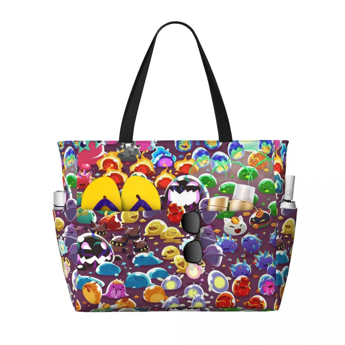 

Slime Rancher Cartoon Game Anime Cute Beach Tote Bag Sport Gym Yoga Duffle Large Tote Bag Women Travel Bag Fitness bag