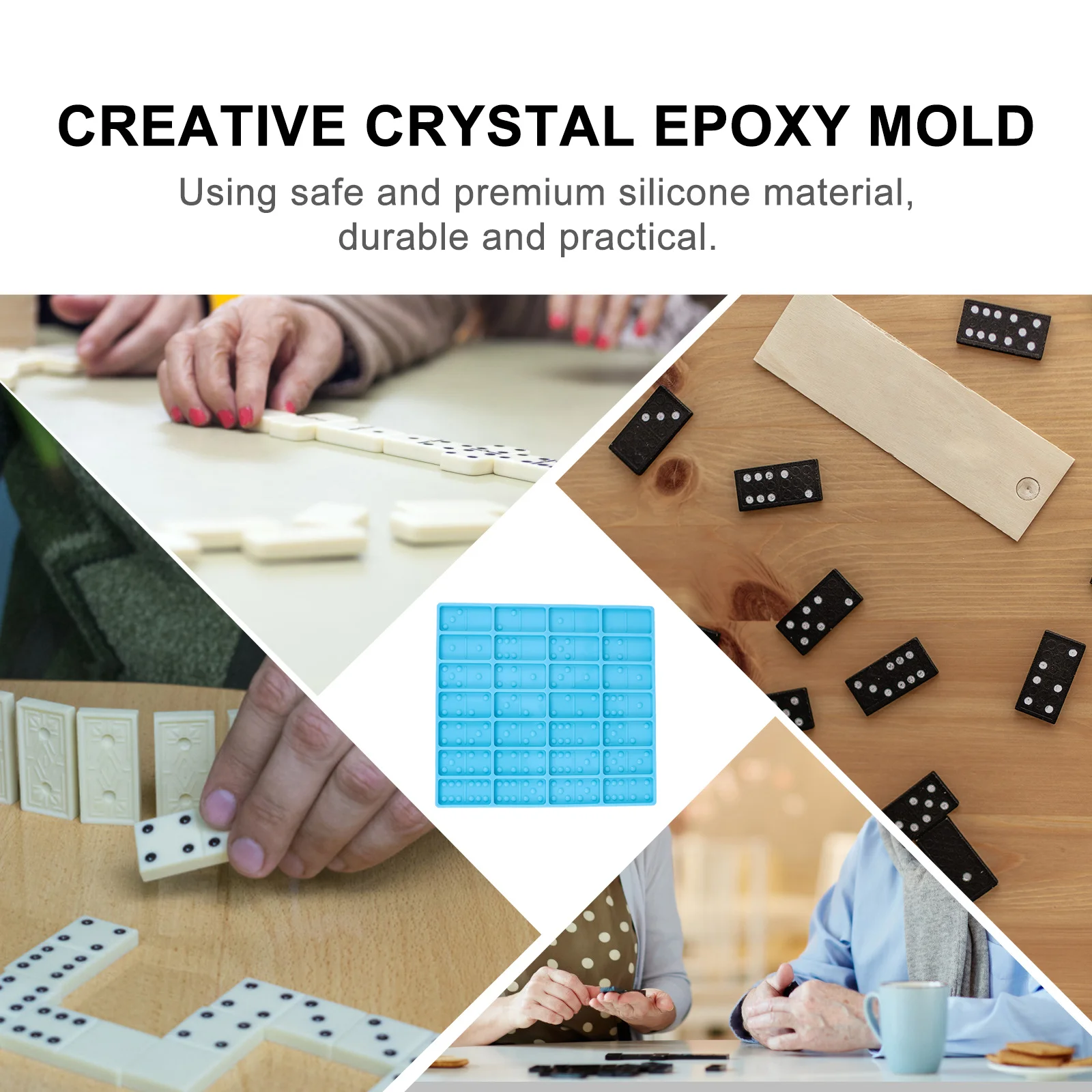 Simple Domino Silicone Mold Crystal Epoxy DIY Manual Reverse Mold Handmade Creative Accessories Silicone Mould