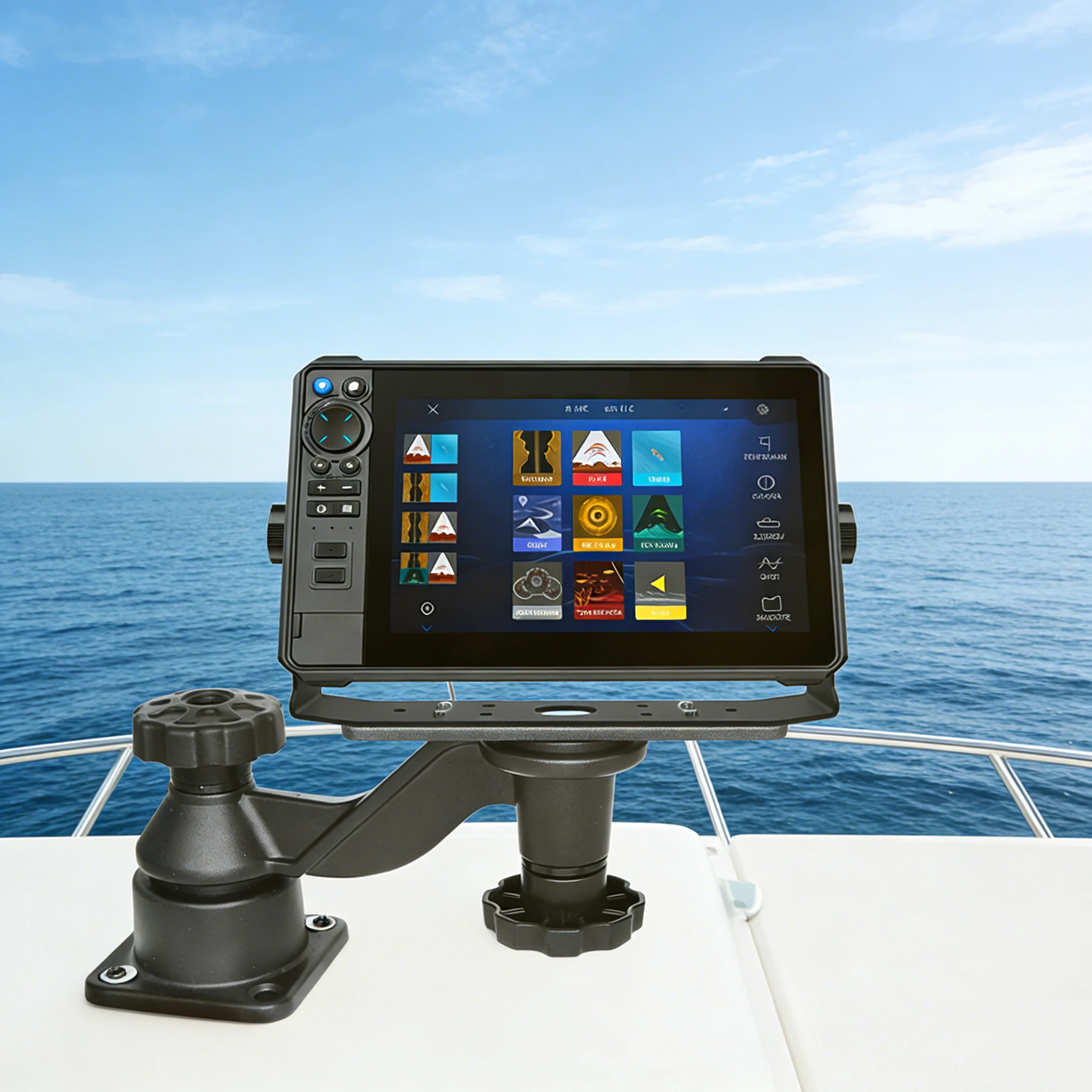 

Алюминиевое крепление для эхолота и картплоттера, усиленное горизонтальное поворотное крепление для морской электроники с экранами от 5 до 12 дюймов, HB-01