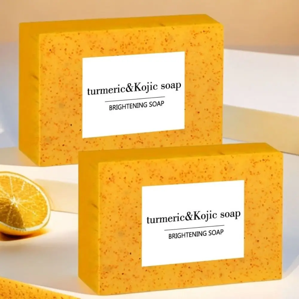 

Handmade Turmeric Brightening Soap Lemon Turmeric Facial Soap Gentle Cleansing Degreasing Skin Cleansing Soap Bar Face & Body