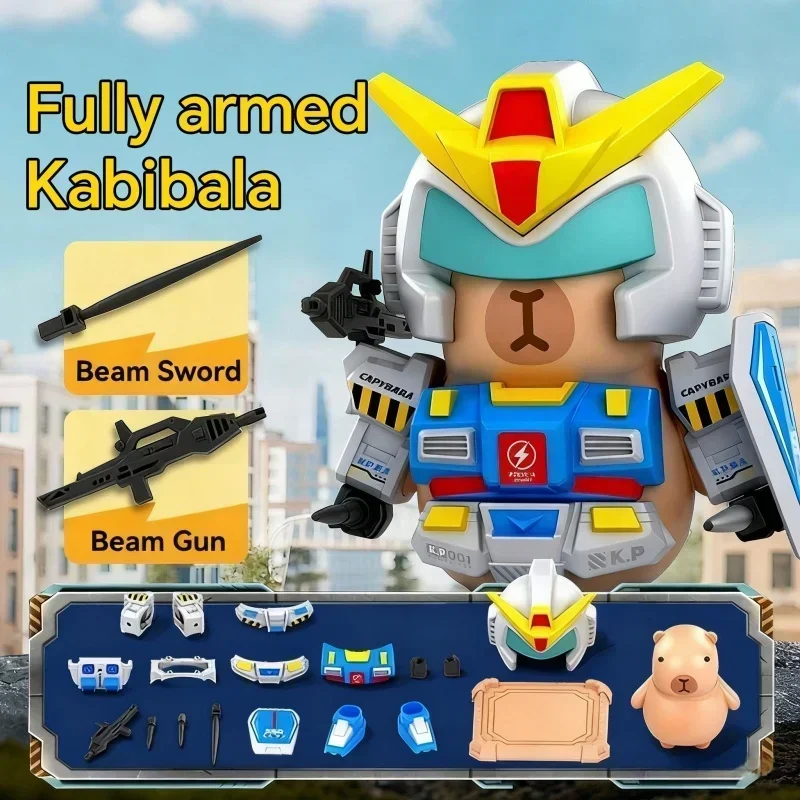 창의적인 새로운 만화 카피바라 자석 메카 아머 재미있는 인형 수제 게임 특별 장식 장난감