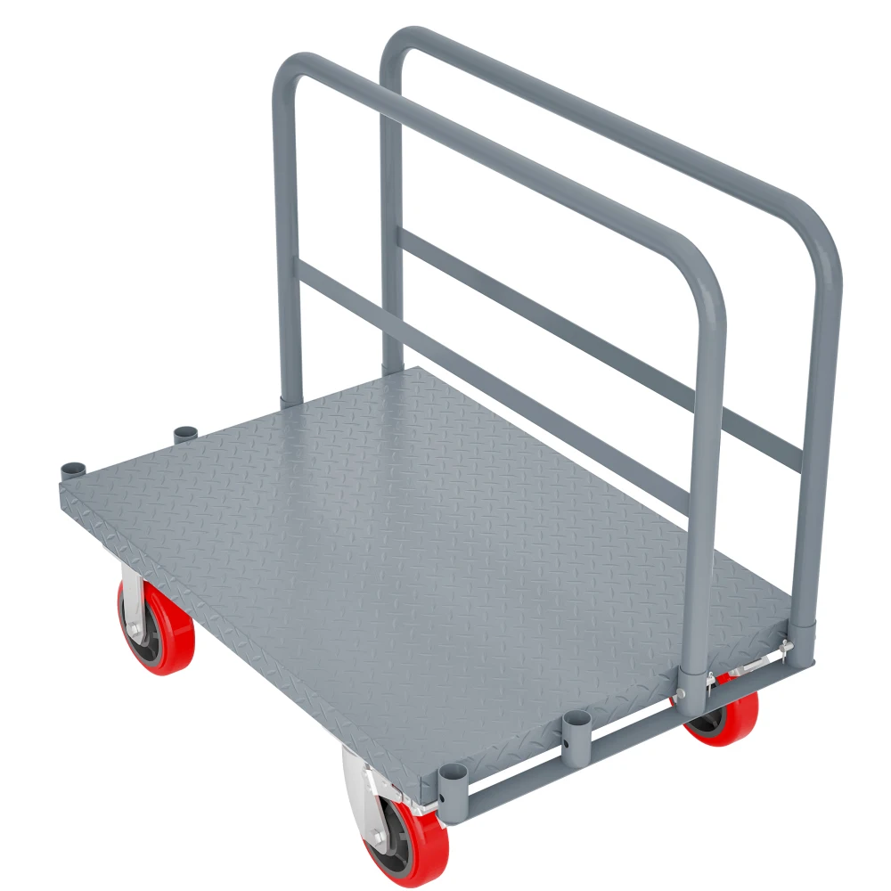 Steel Panel Truck, Heavy Duty Drywall Cart Lumber Cart Platform Truck Flat Cart, 2000lbs, 6