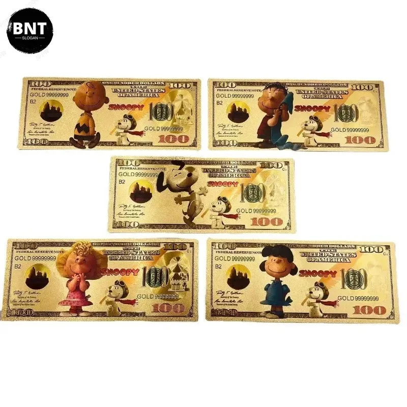 Snoopy Gold Foil Coins Cartoon Q Figurals Anime Figure Commemorative Coin Cute Toys Merchandise Children Christmas Birthday Gift