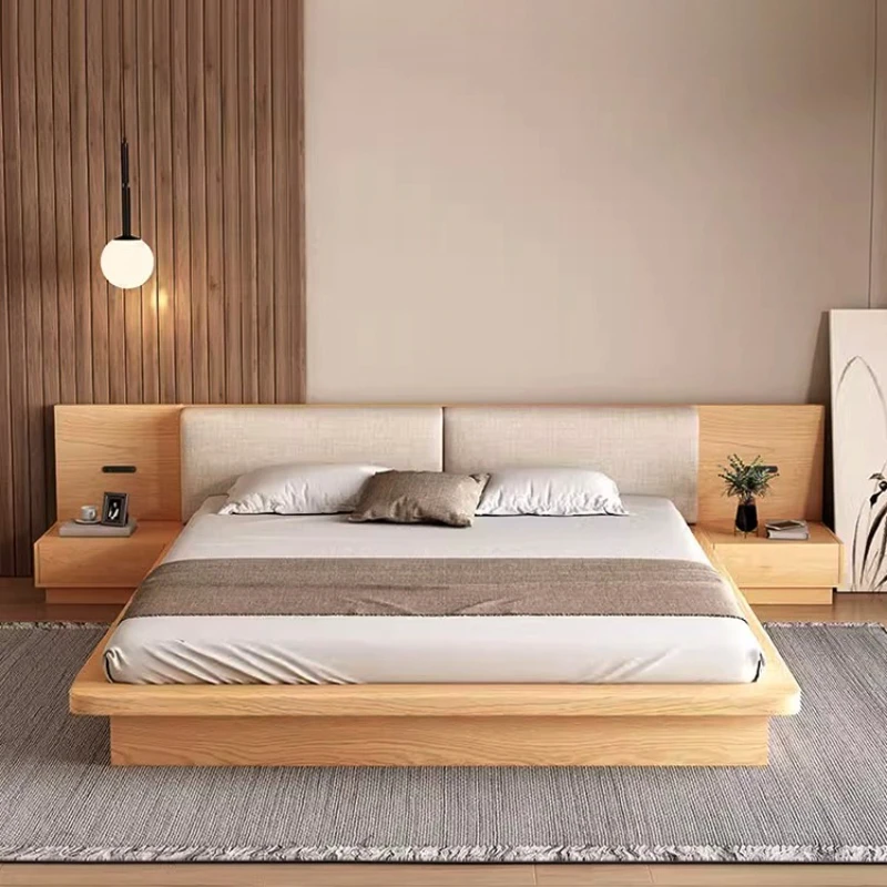 

Solid wood tatami bed master bedroom furniture hotel solid wood high box double bed 1.8 meters modern simple box storage bed