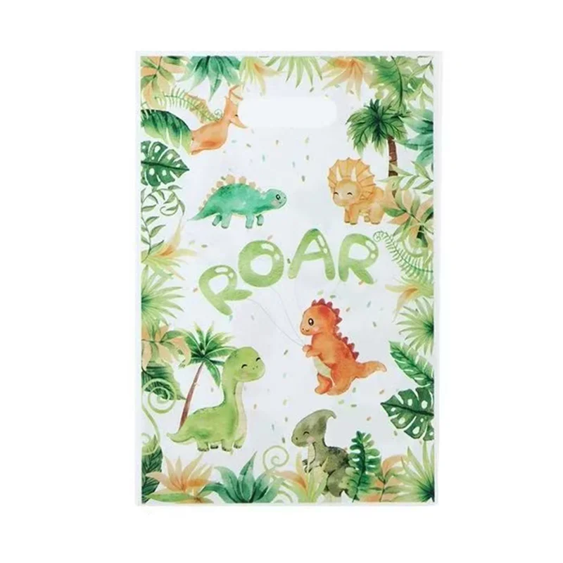 10 Stück Cartoon-Dinosaurier-Handtasche, Geschenk- und Süßigkeitenverpackungsbeutel, Dschungel-Dinosaurier, Geburtstagsparty-Dekoration, Partyzubehör für Kinder und Babypartys – Detail 4