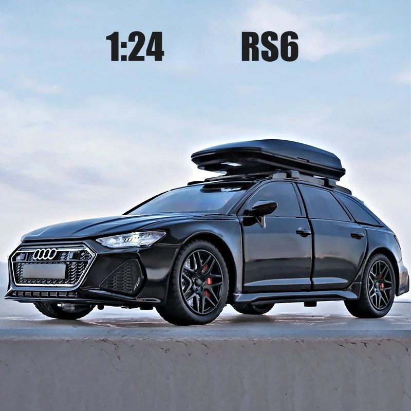 

1:24 RS6 Sport Travel Diecast Car Metal Model With Light And Sound Vehicle Alloy Toy Collection For Boys Gift