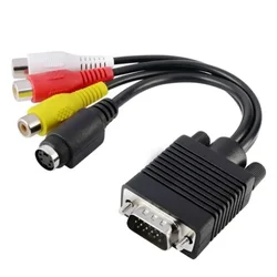 VGA Input Polybag TV Box television VGA SVGA to S-video 3 RCA Composite AV TV Out Converter Adapter Cable PC Cord Standard Sub-d