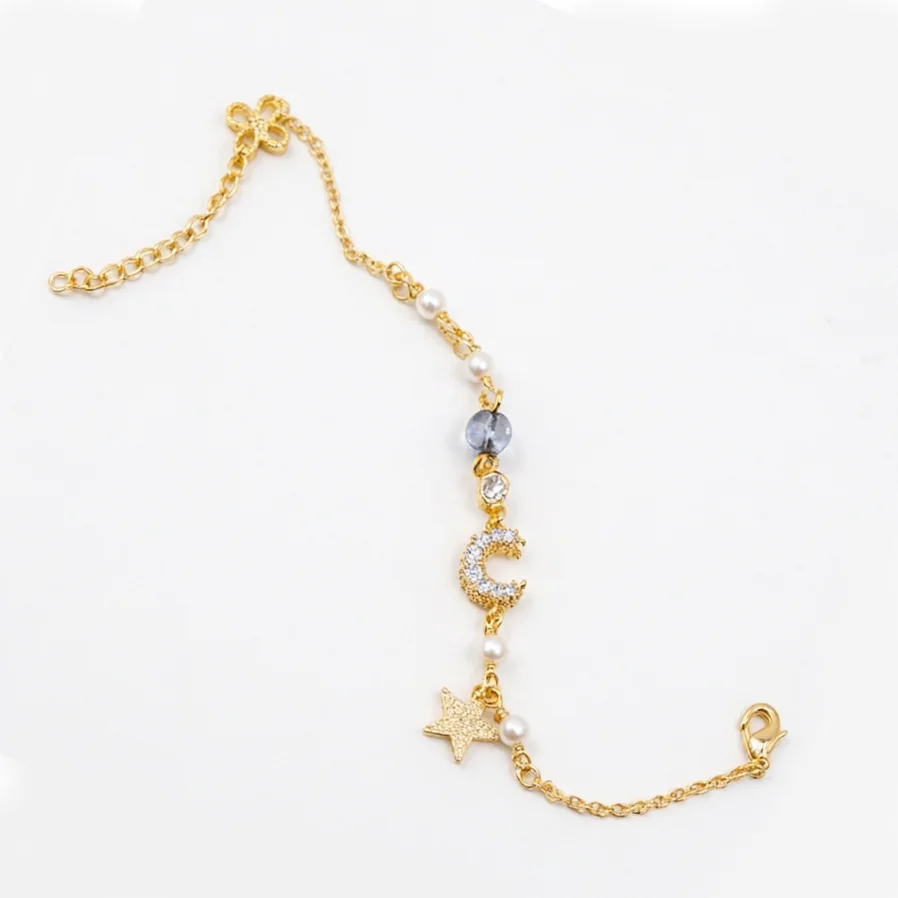 Exquisite Luxury Moon Star Bohemia Bracelet for Women 14k Plated Gold String Bangle Pulseras Anniversary Birthday Accessories