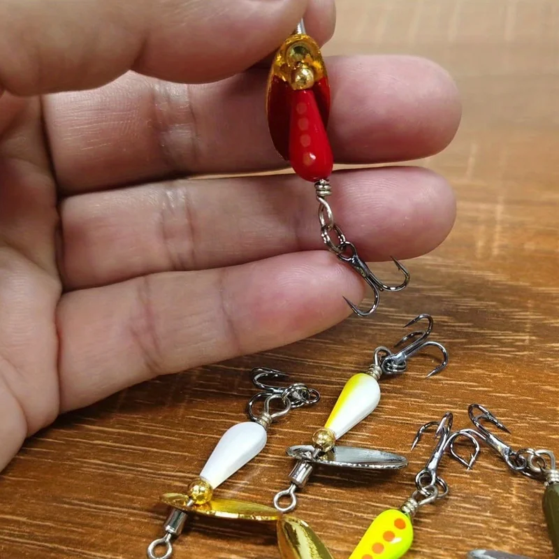 Ackibbik 5 قطعة/صندوق سمك السلمون المرقط المغازل الطعوم يطير سمك السلمون المرقط الصيد السحر مايكرو الصيد سبينر #5