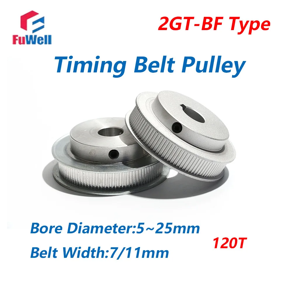 

FuWell 2M/2GT 120 Teeth Wheel Synchronous Timing Pulley Bore Diameter 5mm-25mm Belt width 7/11mm GT2 BF-Type Timing Belt Pulley