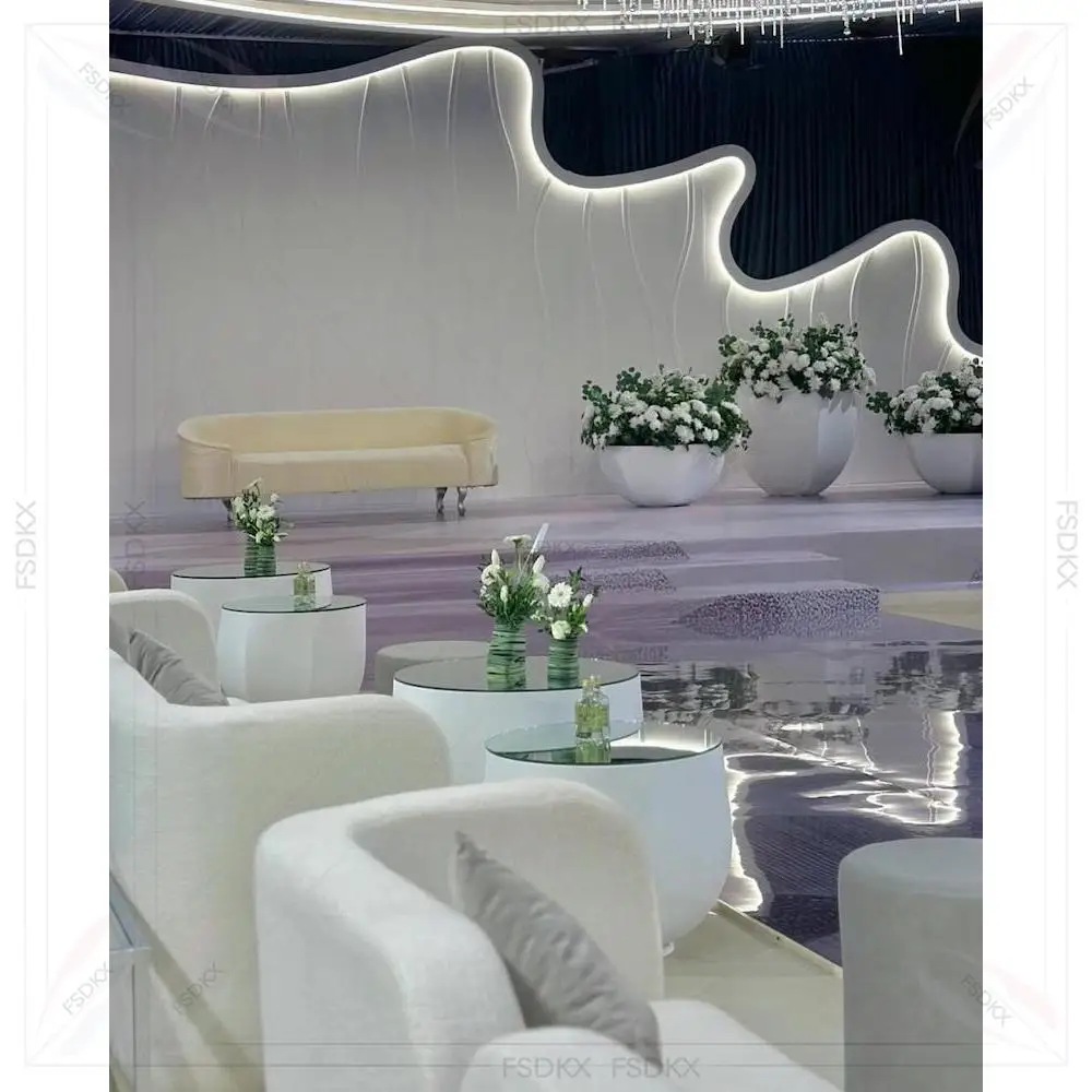 

2025 White Customized Style Stage Backdrop Decor Wall Events Supplier Props PVC Wedding Backdrop for Sale