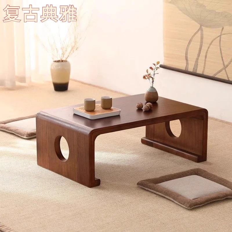Solid wood coffee table living room bay window tea table Japanese balcony household simple tatami