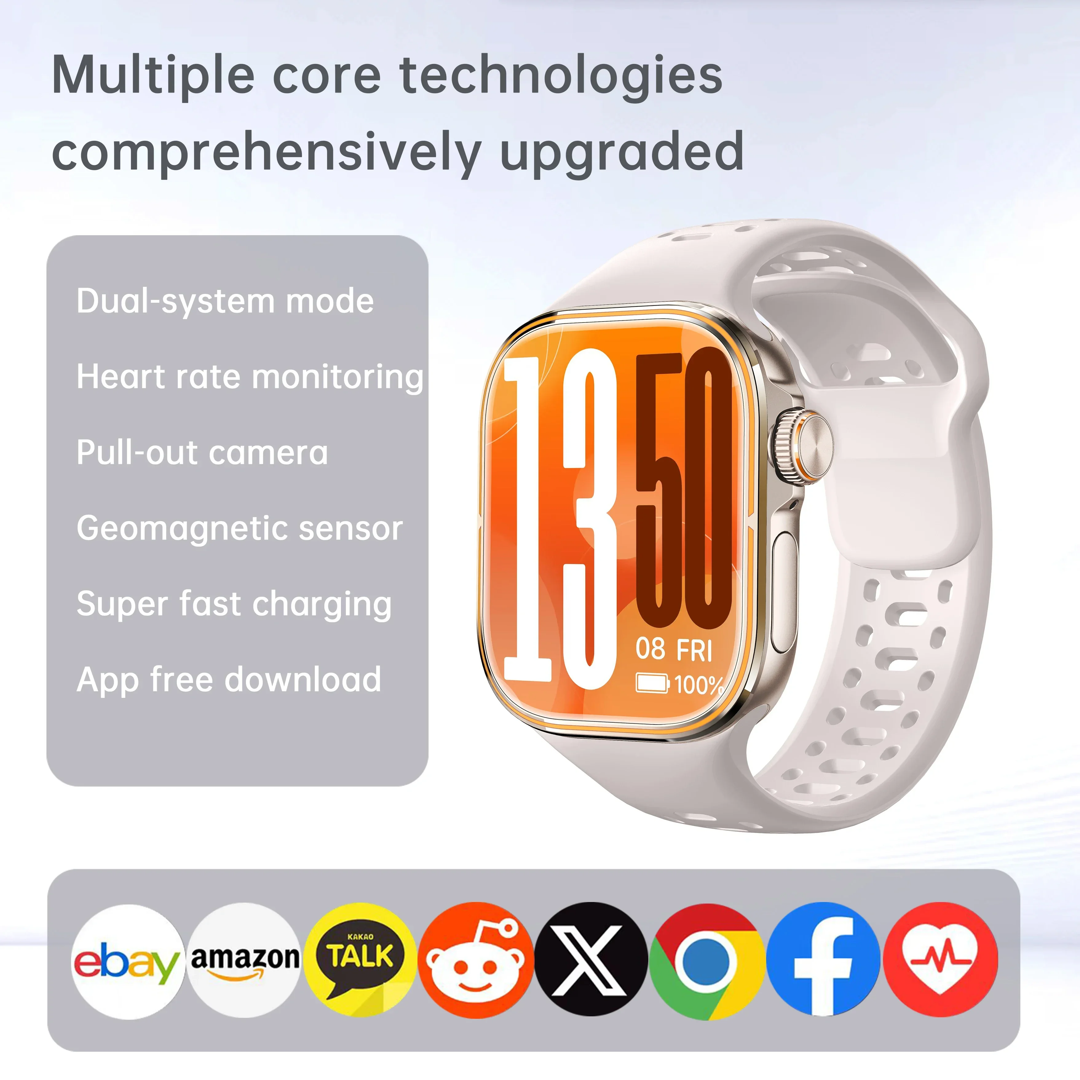 H800 5G Global Smartwatch 190° Rotating Camera 2.06