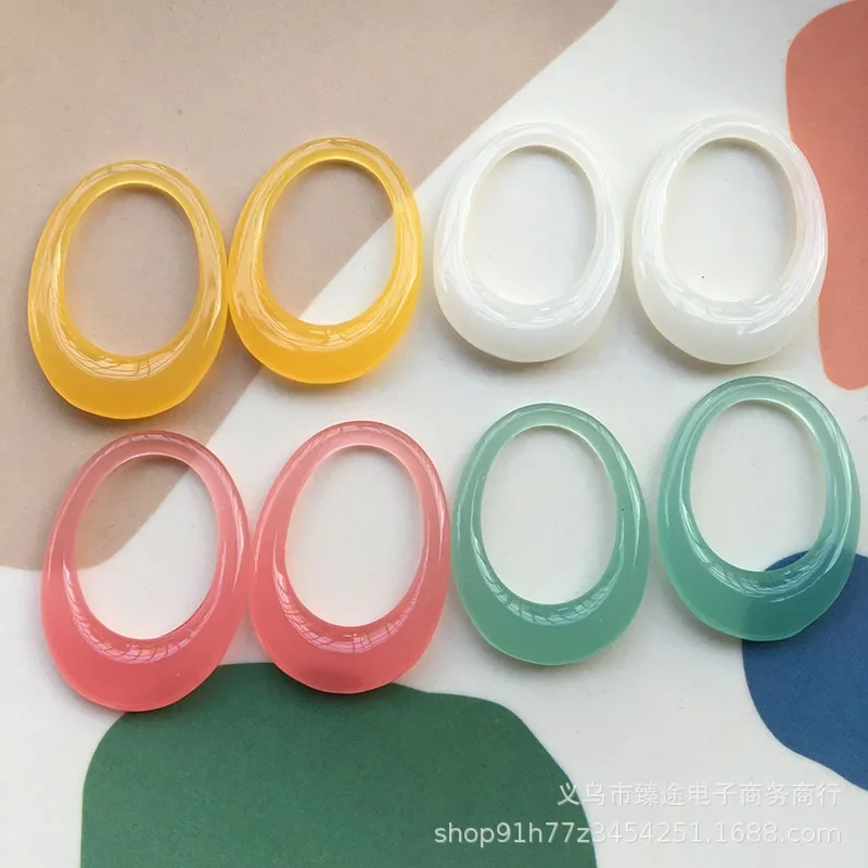 5pcs Japanese geometric oval hollow-out translucent jelly resin accessories diy handmade earrings jewelry material wholesale