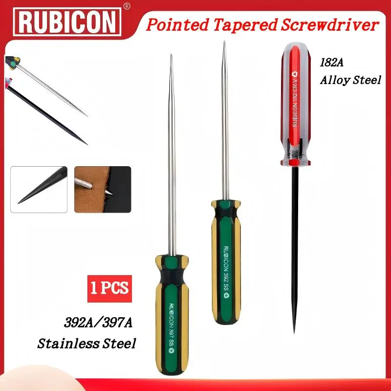 

RUBICON 182A/392A/397A Needle-Pointed Awl | Solid Steel Round Tip | Leather/Fabric DIY Punching Tool | Durable Craft Tool