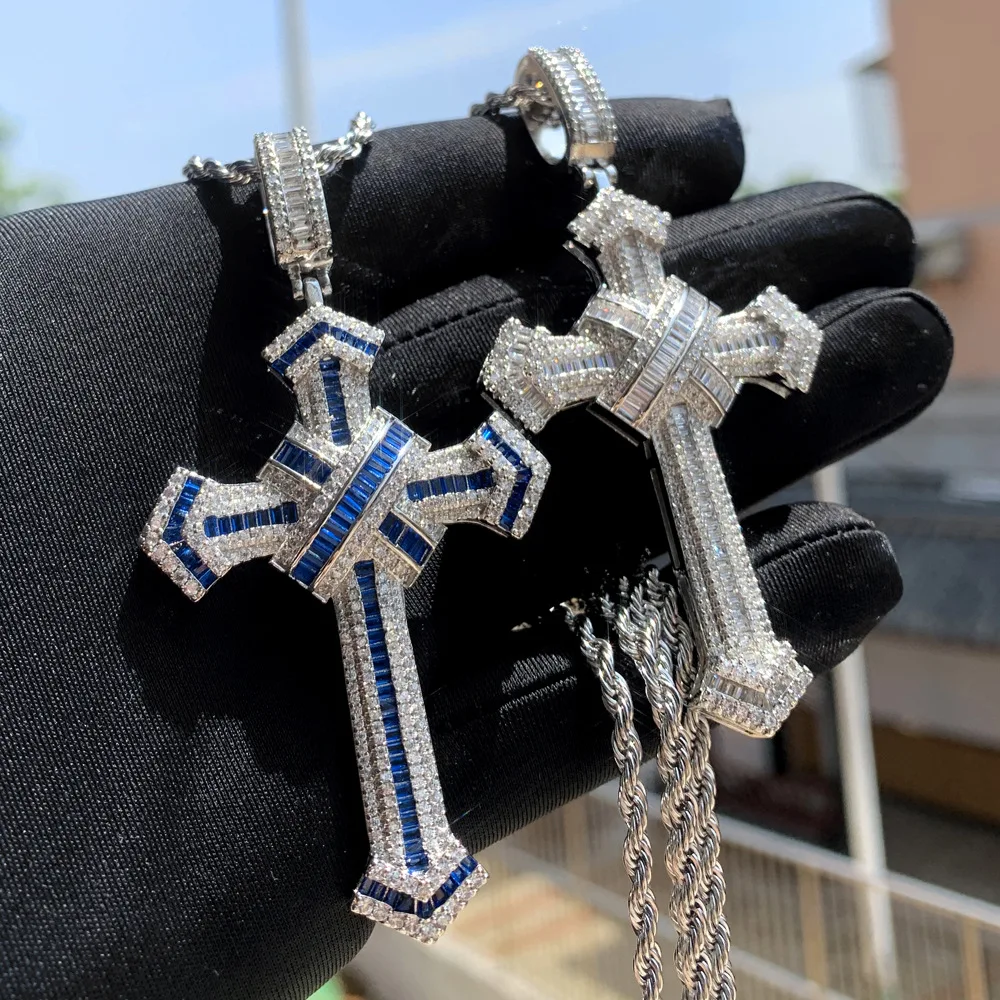 

2025 New Cross Pendant for Men Women Full Iced Out Cubic Zircon Hip Hop Necklace Link Chain Fashion Rock Jewelry