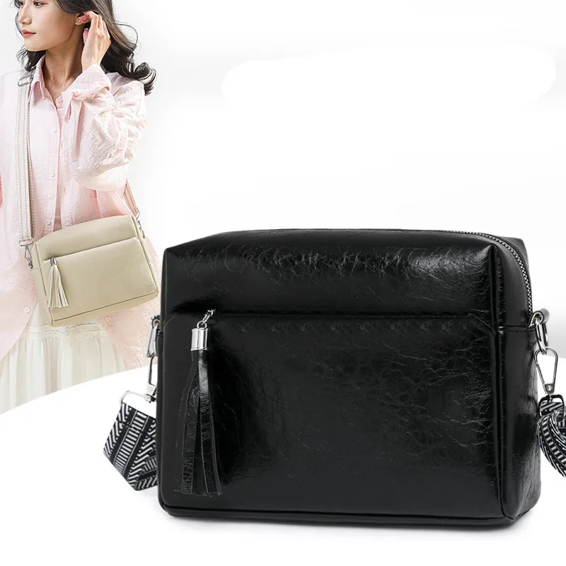 

Fashion Women's Small PU Leather Crossbody Bag Retro Brand Shoulder Purse with Tassel Casual Handbag for Daily Commute & Travel