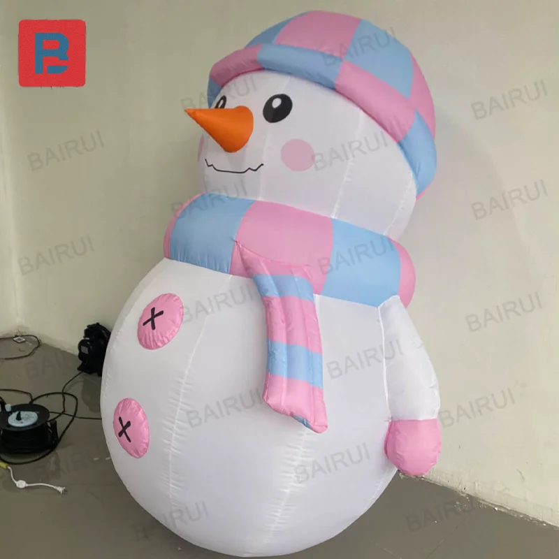 Outdoor inflatable snowman christmas blow up Snowman new year cartoon oxford material doll with LED lights, hat and scarf