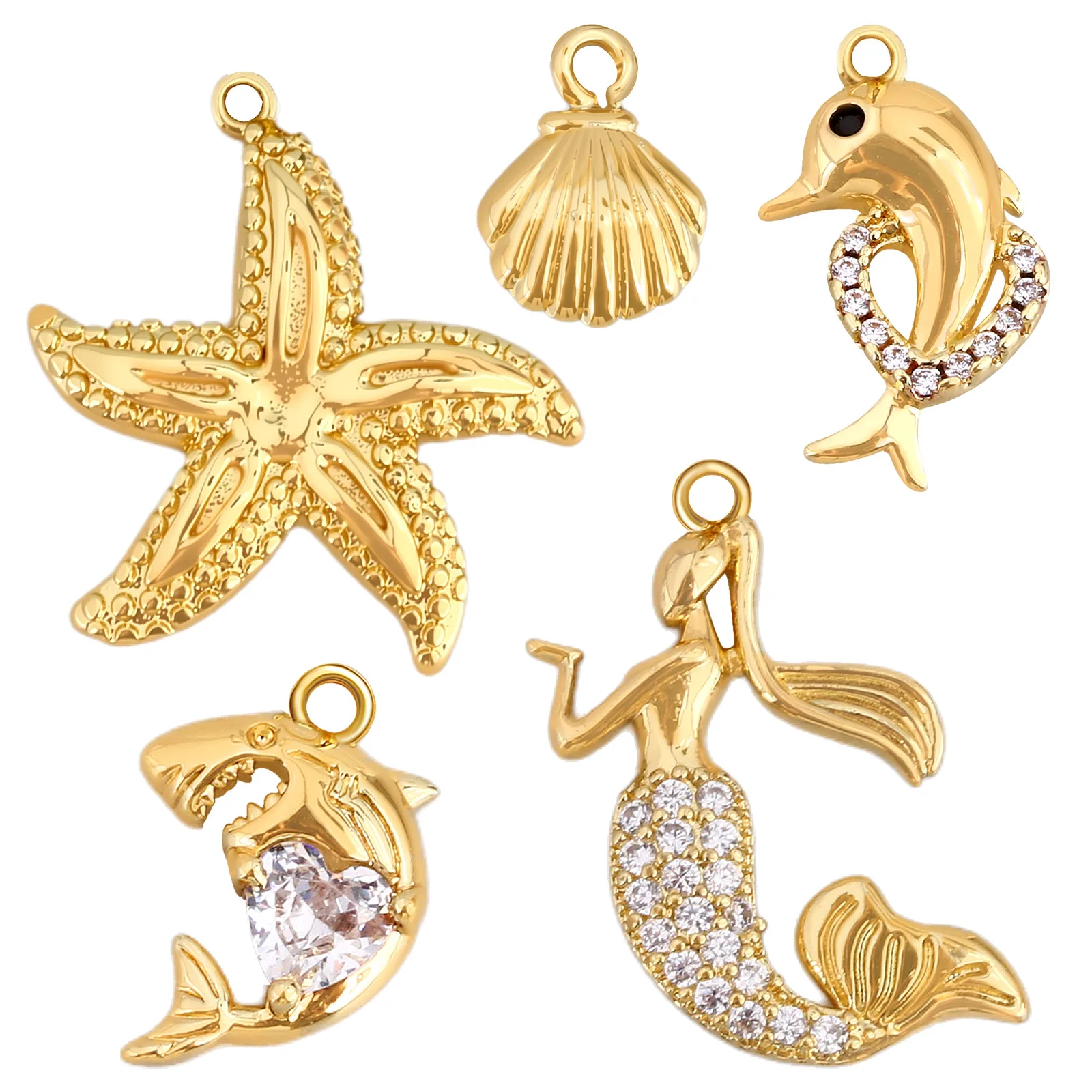 

Handmade Wholesale Marine Animal Copper Plating Jewelry 2025 Necklace Zircon Pendant Accessories Bracelet Charms In Bulk
