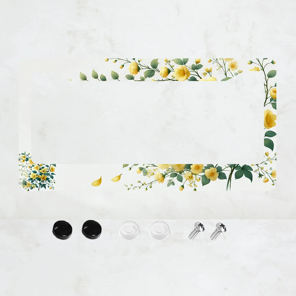 

1 шт. красивая рамка для номерного знака с желтыми цветами, милая алюминиевая рамка для номерного знака с цветочным узором - стандартный размер США 6 x 12 дюймов