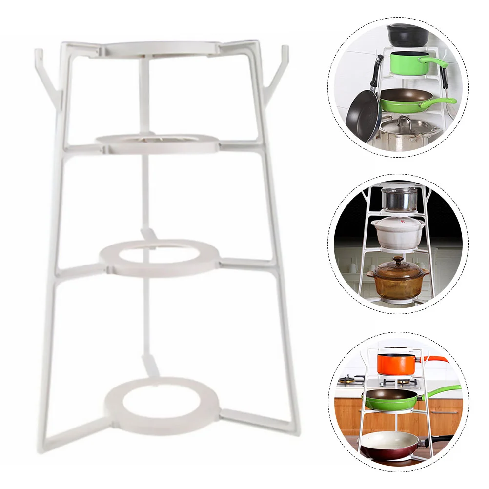 

4 Tier Pot Rack Saucepan Organizer Cabinet Shelf Storage Shelves Kitchen Simple