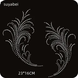 One pair flower Applique  Iron On Rhinestone Transfer iron on applique patches hot fix rhinestone transfer motifs