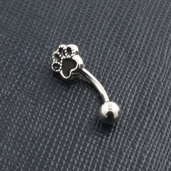 JHJT 16G Cat Paw Curved Barbell Eyebrow PiercingStainless Steel Belly Eyebrow Ring  Jewelry