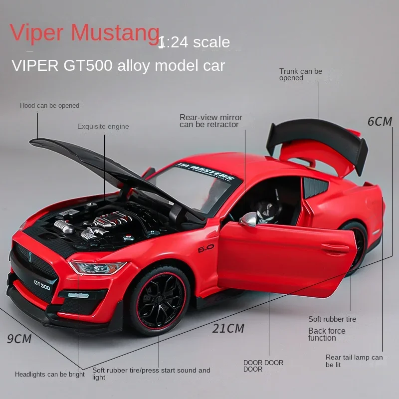 Mustang Viper GT500-Collection de modèles de voitures miniatures en alliage pour enfants, 1:24 Ford Diecast Metal, Véhicules jouets pour garçons