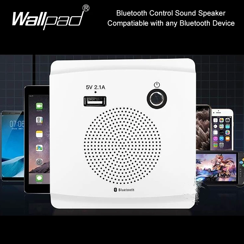 Wall Bluetooth Audio Sound Speacker USB Charging Socket Panel Wireless Bluetooth Control Sockets 86mm*86mm