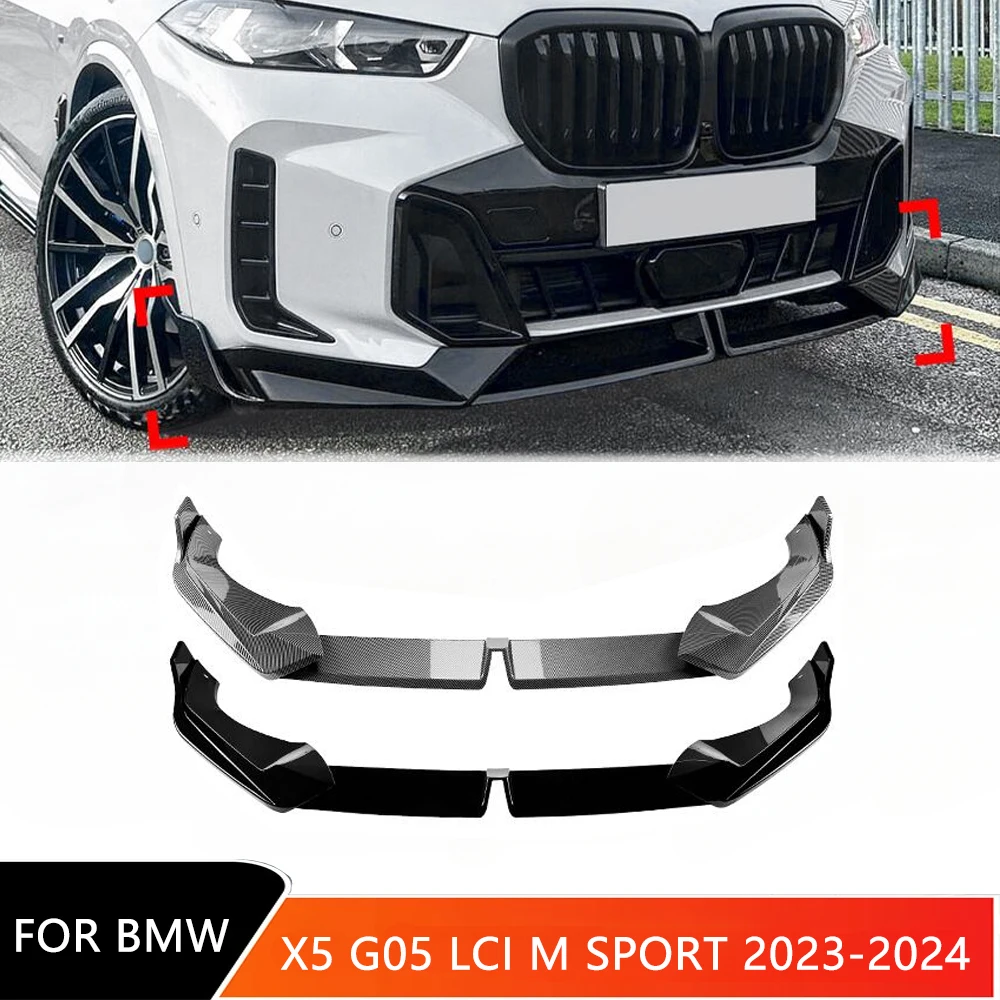 For BMW X5 G05 LCI M Sport 2023-2024 Car Front Bumper Spoiler Blade Lip Splitter Diffuser Lower Body Kit Tuning Guard Protector