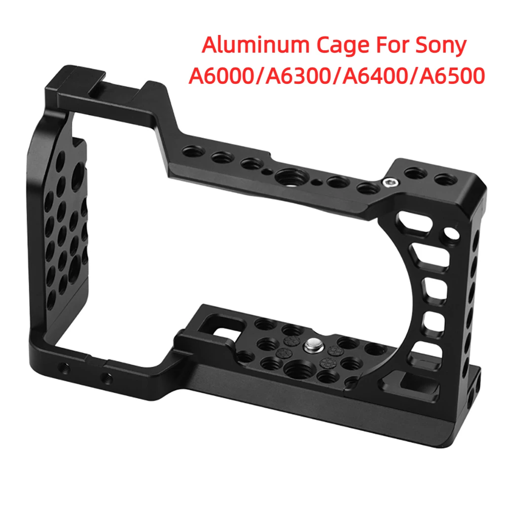 

Aluminum Camera Cage for Sony A6000 A6300 A6400 A6500 Protective Frame Tripod Stabilizer 1/4 3/8 Hole ColdShoe Mount Light Stand