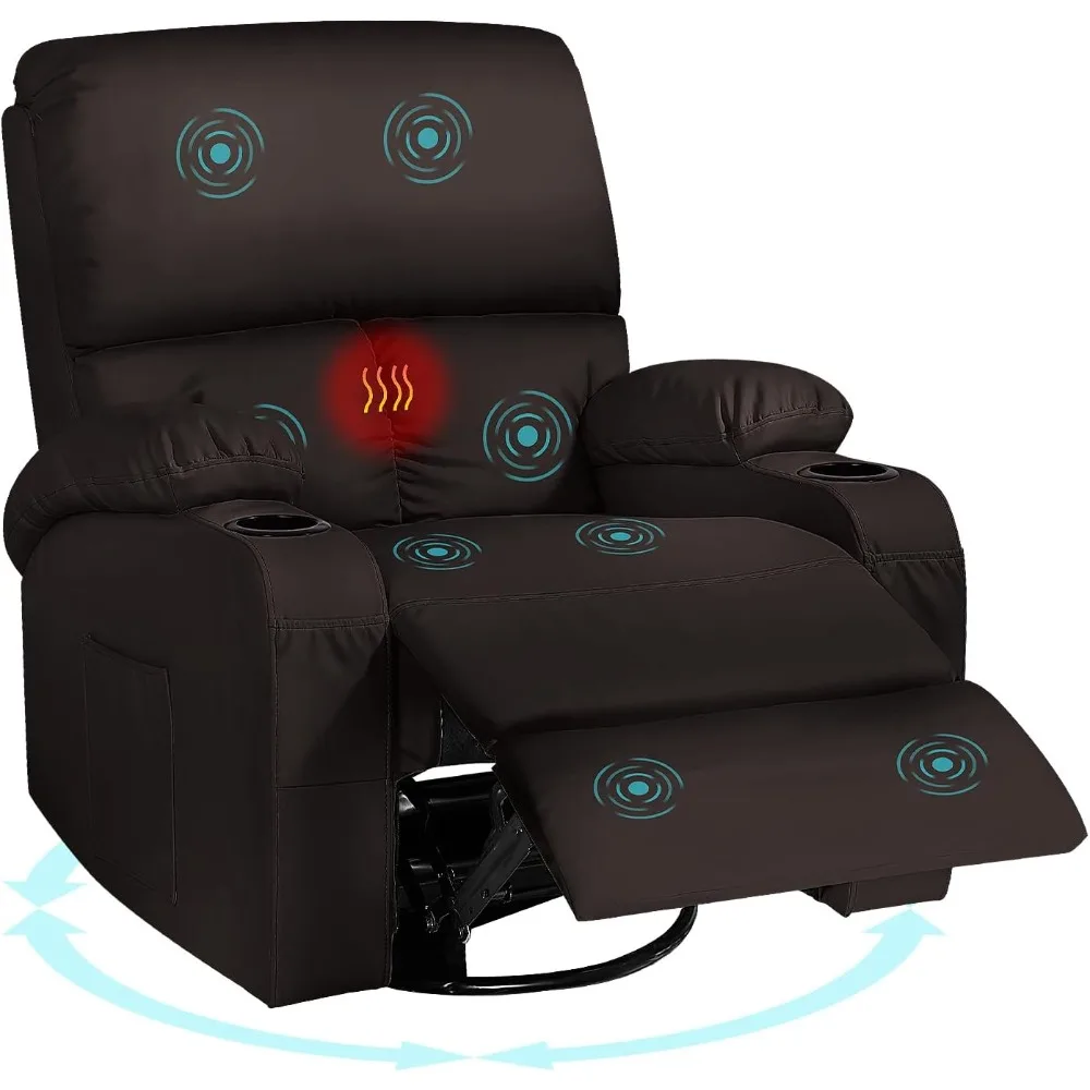 

Rocking Recliner Chair, Massage Rocker Recliner Chair with Vibration Massage and Heat,360° Swivel Recliner Chairs, Living Room,