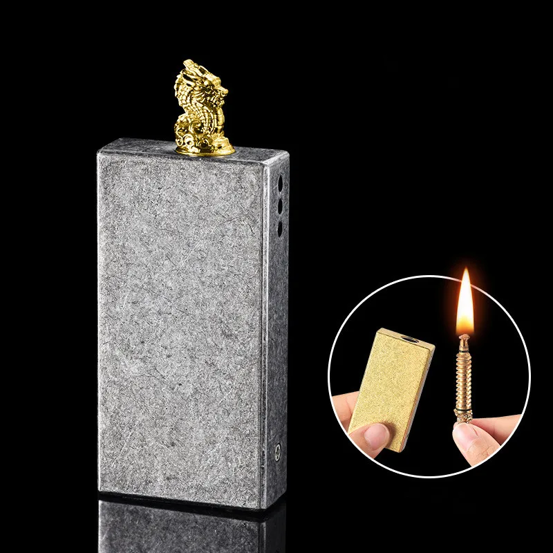

New Matchbox Lighter Brass Creative Torch Draw Million Matches Portable Retro Men 's Collection Gift
