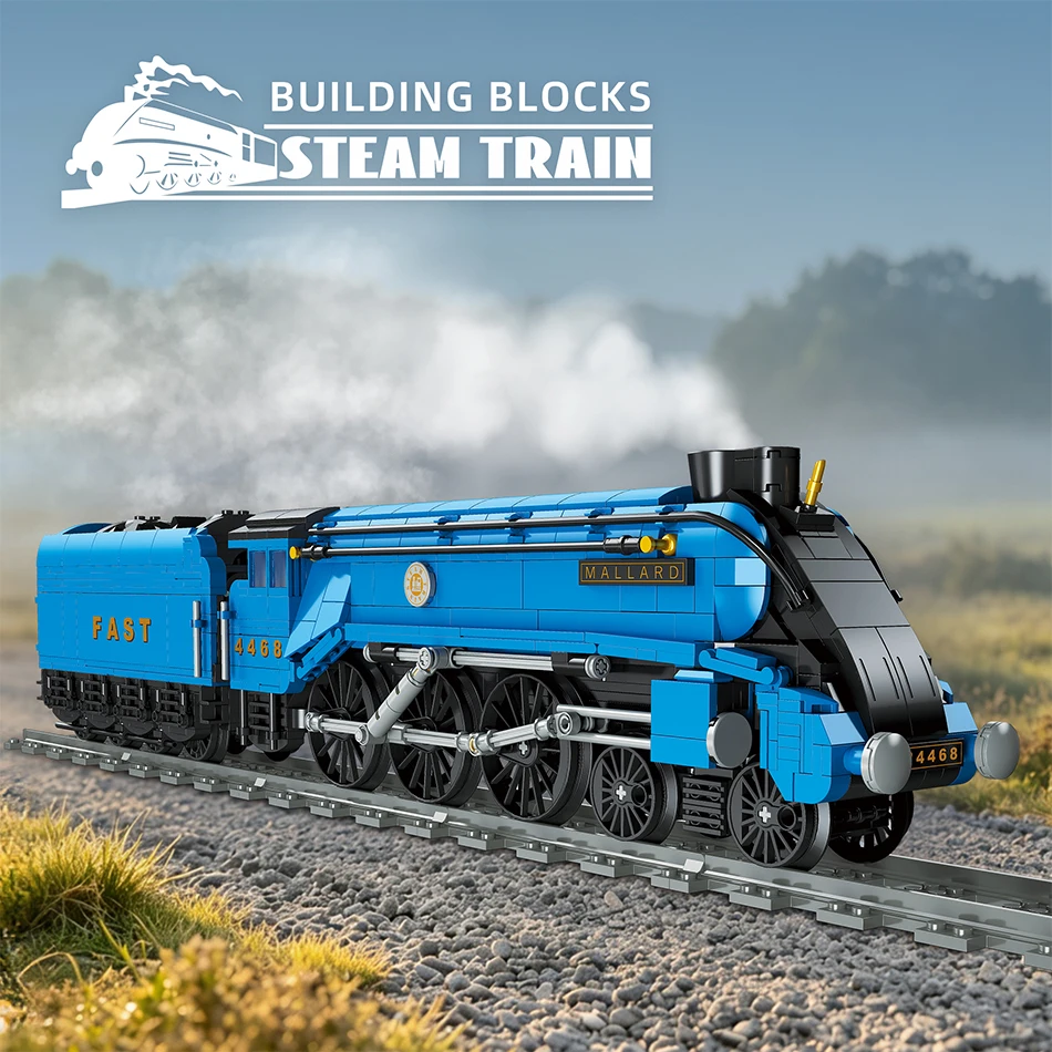 1413 PCS City LNER Class A4 4468 Mallard Steam Locomotive Building Blocks British Railway Train Track Assembly Bricks Toys Gifts