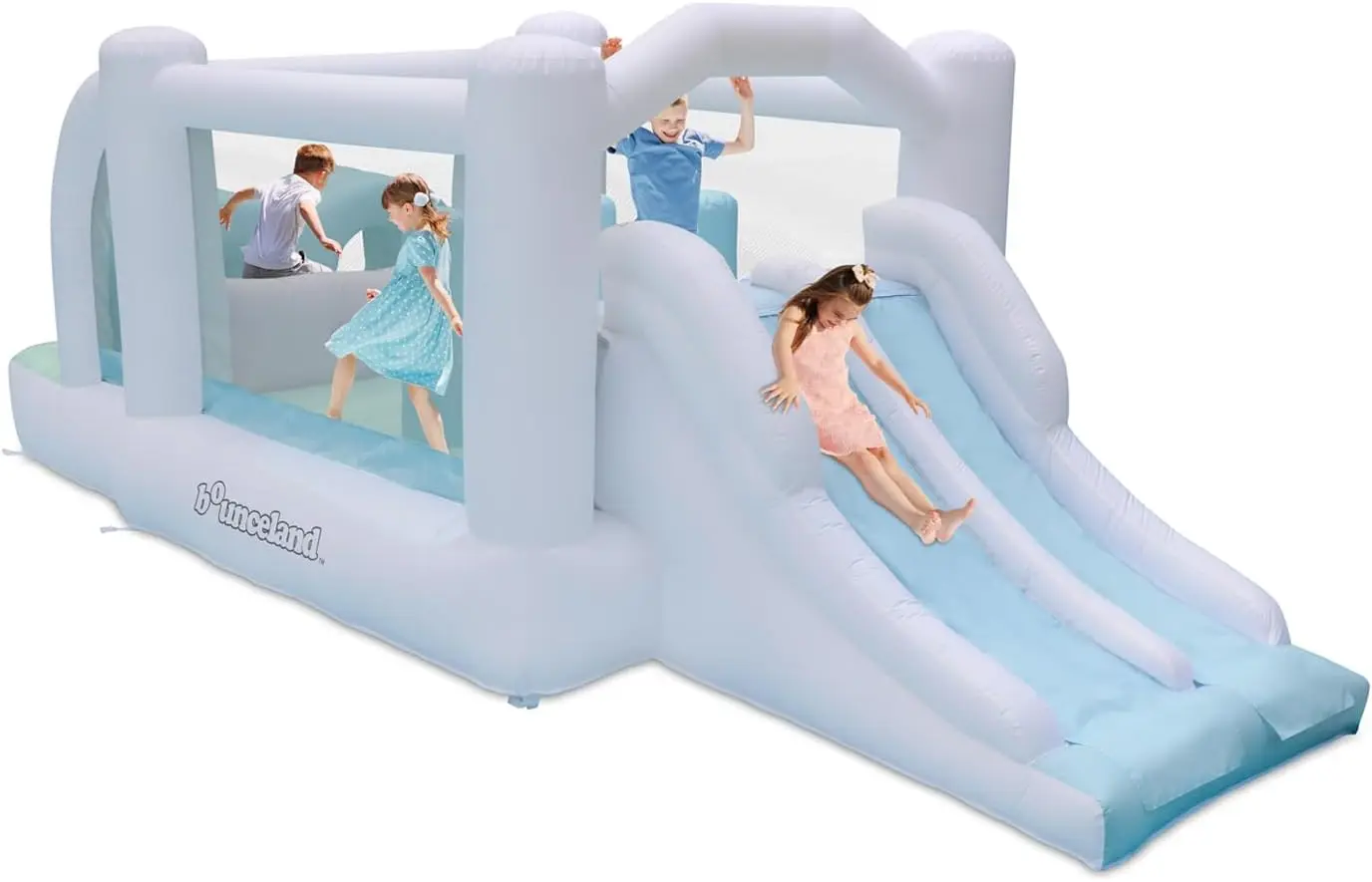 Glissières combinées Obsstacle Dream Bouncer, 18,5 pi x 8,5 pi x 6 pi de hauteur, souffleur d'air inclus avec GFCI, double diapositives, cours d'obstacles, Tren