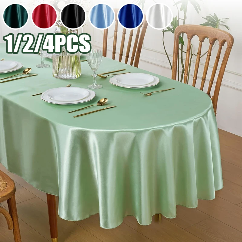 

Luxury Gloss Satin Oval Table Cloth 145x210cm Smooth Draping Table Cover Reusable Durable Tablecloth for Oval Dining Tables