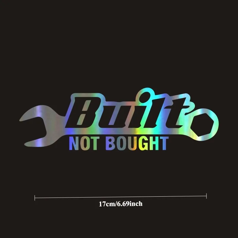 สติกเกอร์ติดรถยนต์ 1 ชิ้น ลายข้อความภาษาอังกฤษว่า “Built Not Bought” ดีไซน์รูปประแจ สำหรับตกแต่งรถยนต์ แล็ปท็อป และอุปกรณ์อื่นๆ