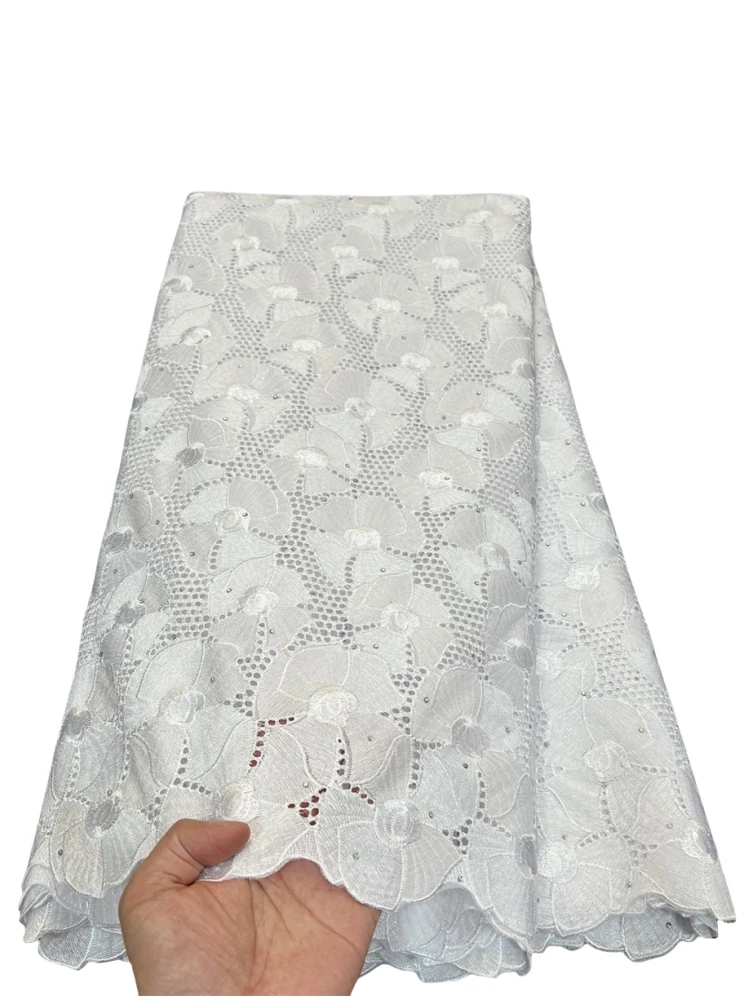 Skin frien African Nigerian High Quality Embroidery Tulle Lace Fabric Cotton Party Wedding Dress Soft Sequins Damask5Yard PS0045 view 4