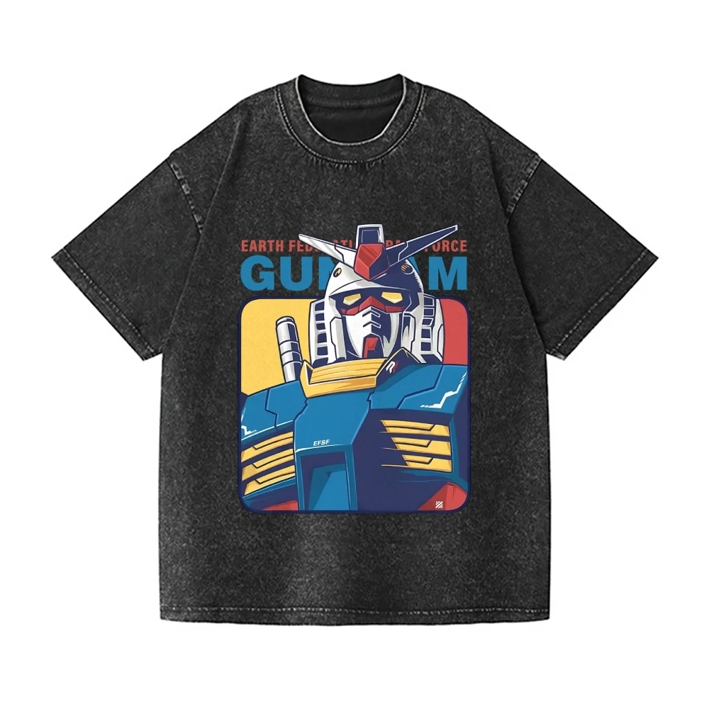

Футболка мужская Gundam RX-78-2 винтажная с эффектом кислотной стирки, с графическим принтом EFSF Mecha Pop Art Anime, уличная одежда, оверсайз, ретро, хлопковая, с изображением мобильного костюма