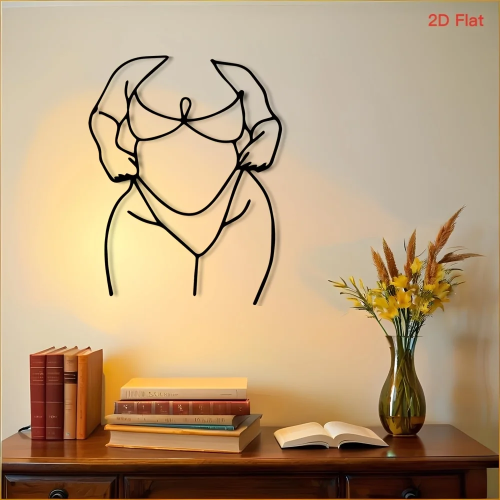 1 Piece Curvy Goddess Silhouette Metal Wall Art - Body Positive Female Figure Decoration, Modern Iron Body Positive Sign