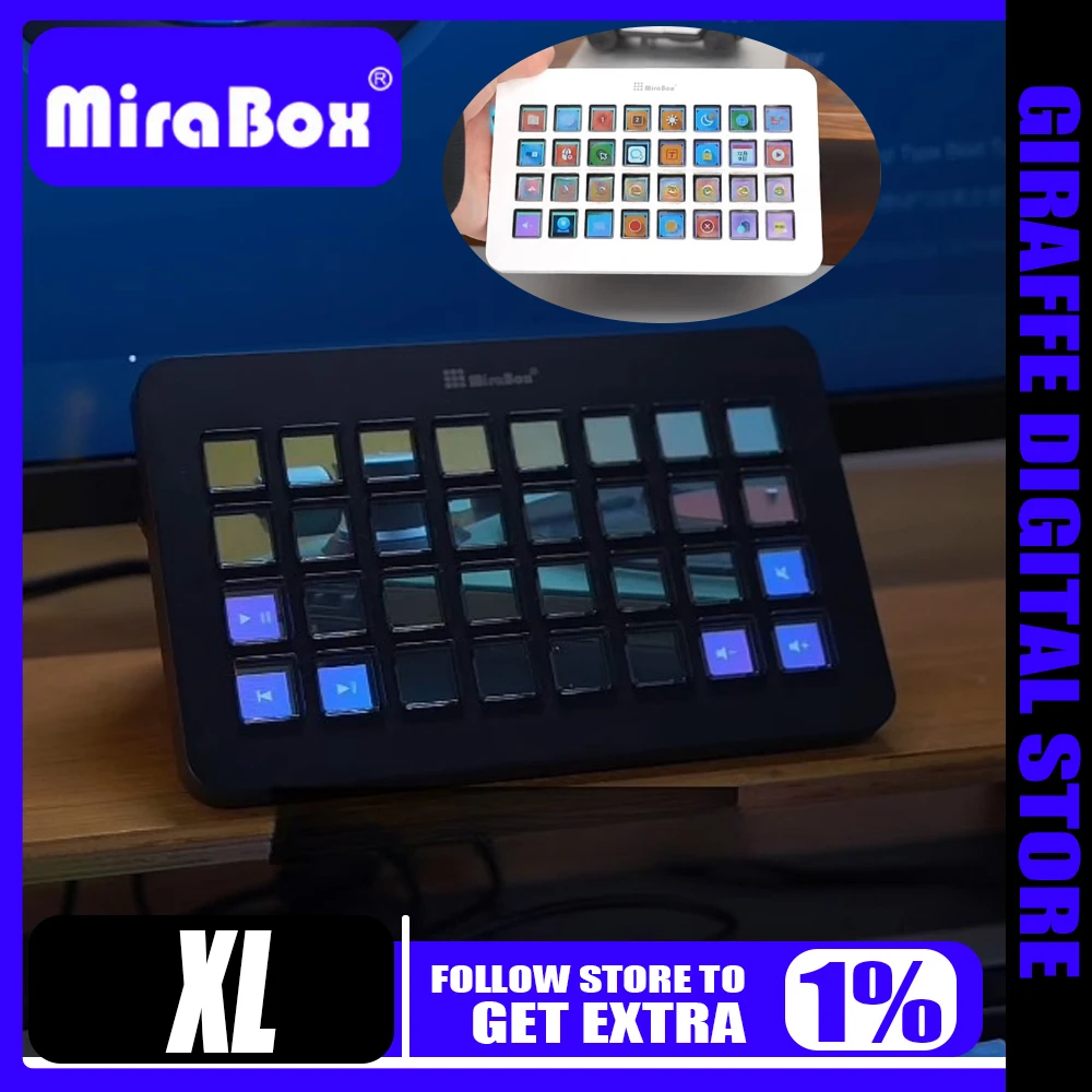 

Mirabox XL 32-Key Visual Console Macro Keyboard Programmable StreamDeck Live Central Control for PC Gamer Accessories Good gift