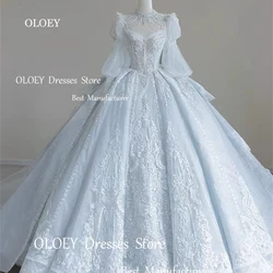 OLOEY Exquisite Sweetheart Lace Luxury Quinceanera Dresses Wedding Gowns Glittery Crystal Pearls Party Gowns 15 18 Sweet Girls