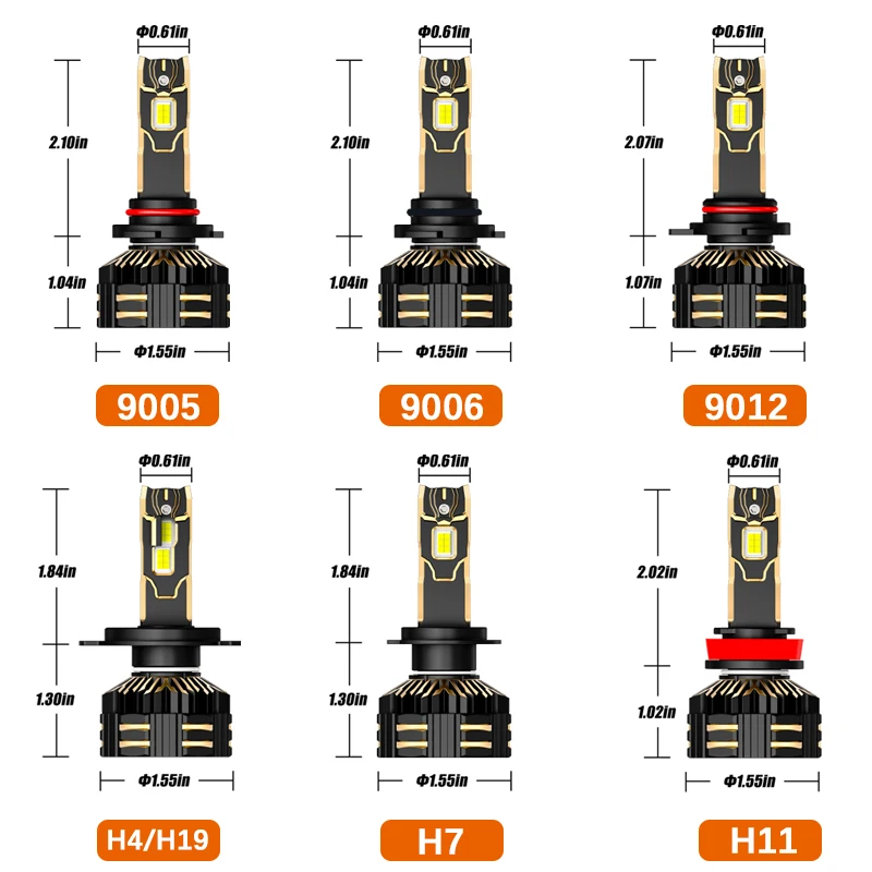 AUXBEAM GX-PRO Series 35000LM 190W 6500K Cool White Led Headlight Bulbs 9005/9006/9012/H4/H7/H11