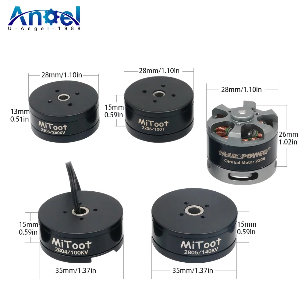 

2 шт./лот бесщеточный карданный двигатель Mitoot 2204 260KV/2804 100KV/2805 140KV для крепления цифровой камеры с ЧПУ, детали для дронов FPV
