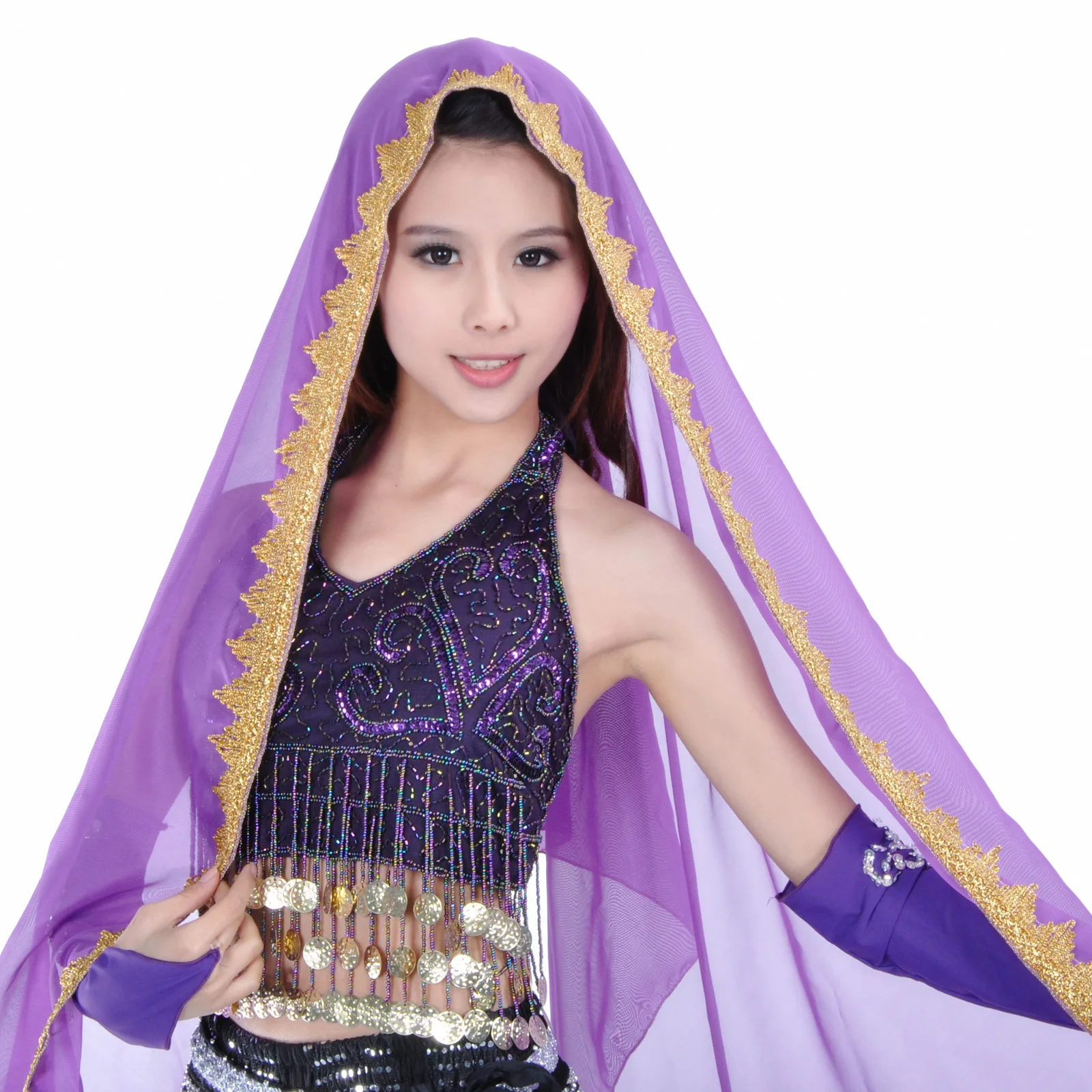 1 pçs/lote mulher moda dança do ventre rosto véu senhora chiffon dança véu