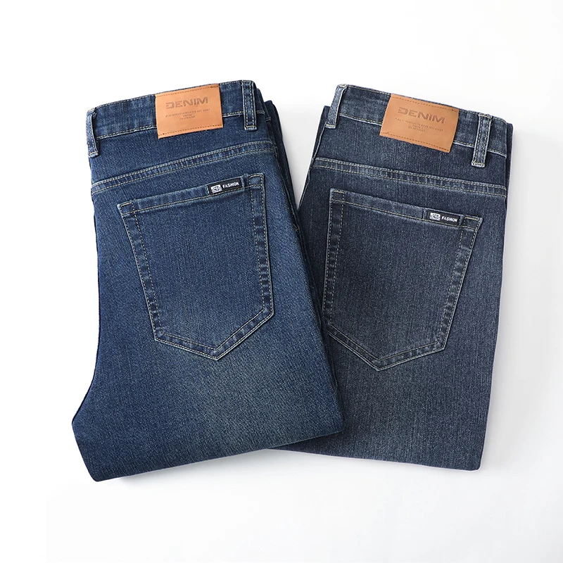 

High-Quality Spring Soft Premium Cotton Straight Jeans Men Comfortable Relaxed Stretch Denim Trousers Durability Design Stylish