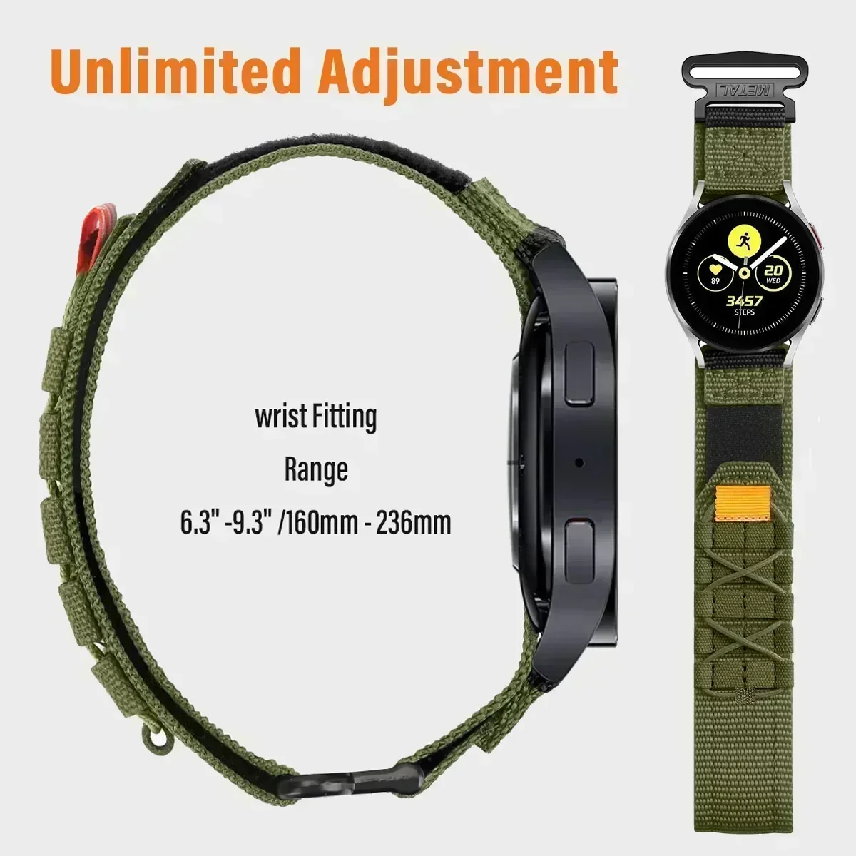 Pulseira de nylon de 22mm 20mm para samsung galaxy watch 6 4 5 pro clássico gear s3 ativo 2 44mm 40mm pulseira correa huawei gt 4 3 2 band