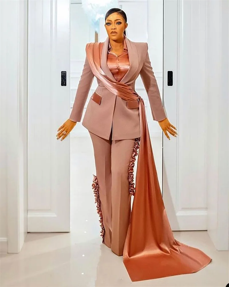 Elegante completo da donna in madre Blazer + pantaloni giacca con scollo a V smoking da sposa a coda lunga abito da ballo su misura da donna formale