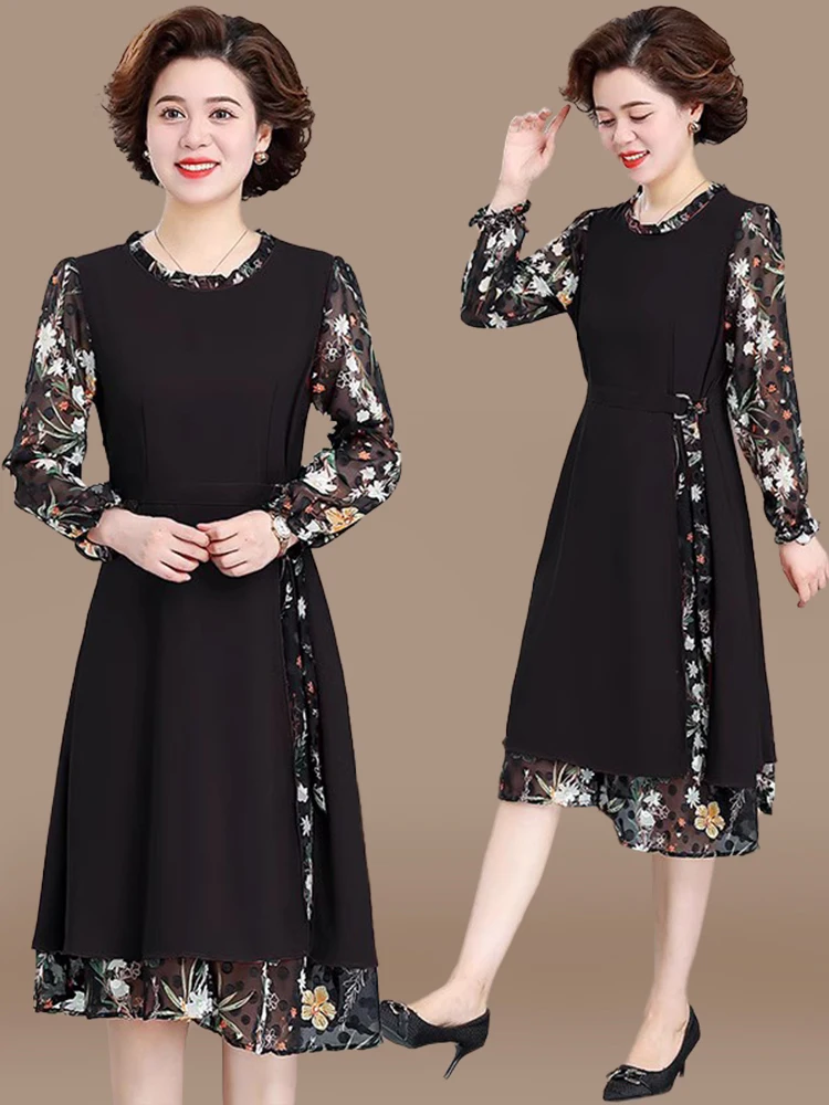 

Новая модная юбка из высококачественного полиэстерового шифона для женщин среднего возраста, весна-осень 2026